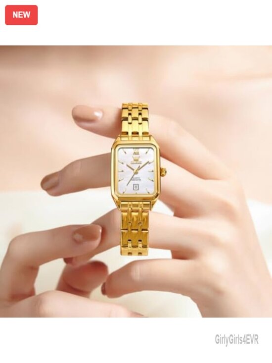Square Gold Wrist Watch for Women with Date Stainless Steel Bracelet main image 7